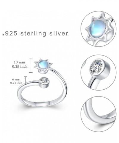 Moonstone Anxiety Ring for Women 925 Sterling Sliver Anxiety Rings Moonstone Spinner Fidget Rings Stress Relief Anxiety Rings...