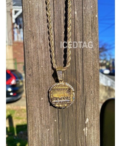 Iced Out Gold Plated Last Supper Pendant 24" Twisted Rope Necklace Chain Set $9.00 Necklaces