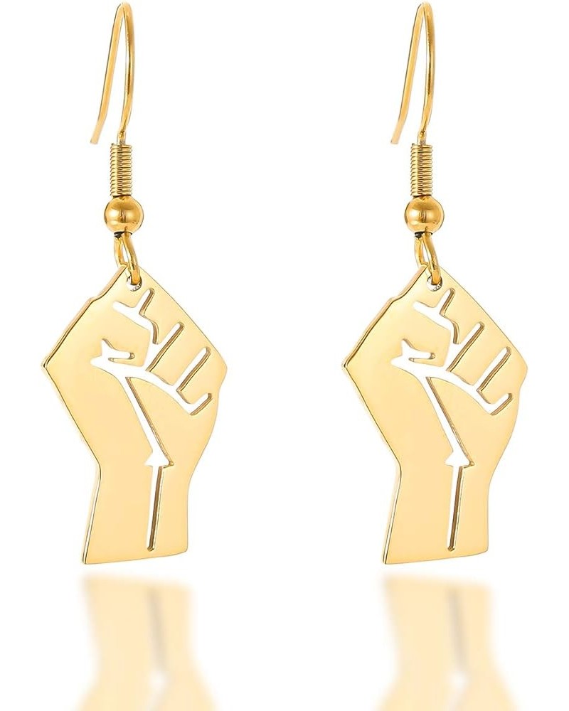 Gold Silver Rose Gold Black Lives Matter Fist Symbol Stud Earrings 3Tone gold 1 $8.24 Earrings