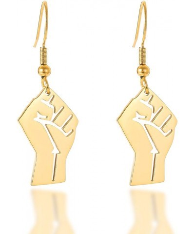 Gold Silver Rose Gold Black Lives Matter Fist Symbol Stud Earrings 3Tone gold 1 $8.24 Earrings