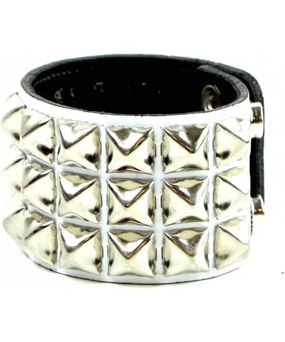 Three Row Studded Patent Leather Bracelet White $11.20 Bracelets