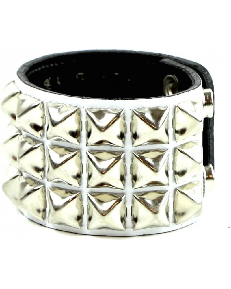 Three Row Studded Patent Leather Bracelet White $11.20 Bracelets