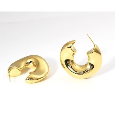 Gold Large Chunky Hoops Earrings for Women Oversized Chubby Thick Open Hoop Earrings B-Gold $10.56 Earrings