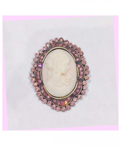 Vintage Style Lady Cameo Brooch Pendant Pink Crystal Charm Pin Br1031 Rhinestone Brooch Pin for Women $10.64 Brooches & Pins