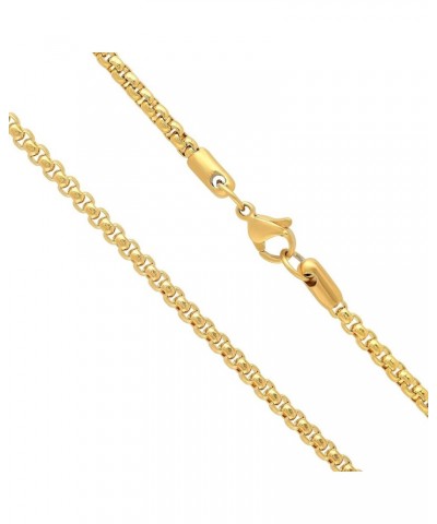 3mm 24k Yellow Gold Plated Stainless Steel Square Box Chain Necklace 20.0 Inches $17.20 Necklaces