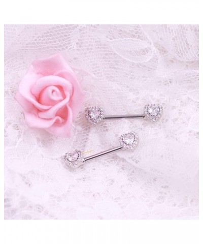 14G Heart Nipple Rings 2 Pairs 316L Stainless Steel Nipple Ring CZ Nipple Barbell Nipple Piercing Jewelry for Women Color E $...