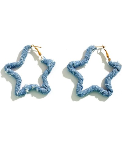 Denim Large Hoop Earrings Cool Jeans Punk Earrings Dennim Geometric Heart Shape Triangle Circle Earrings STAR-1 $5.97 Earrings