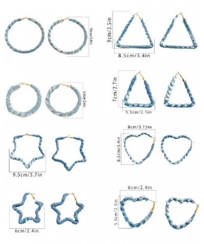 Denim Large Hoop Earrings Cool Jeans Punk Earrings Dennim Geometric Heart Shape Triangle Circle Earrings STAR-1 $5.97 Earrings