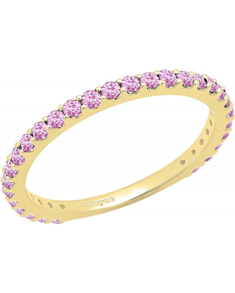 Round Lab Created Pink Sapphire Eternity Style Wedding Band for Women in 10K Gold 9.5 Yellow Gold $86.41 Rings