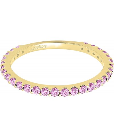 Round Lab Created Pink Sapphire Eternity Style Wedding Band for Women in 10K Gold 9.5 Yellow Gold $86.41 Rings