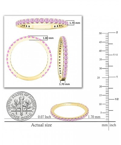 Round Lab Created Pink Sapphire Eternity Style Wedding Band for Women in 10K Gold 9.5 Yellow Gold $86.41 Rings