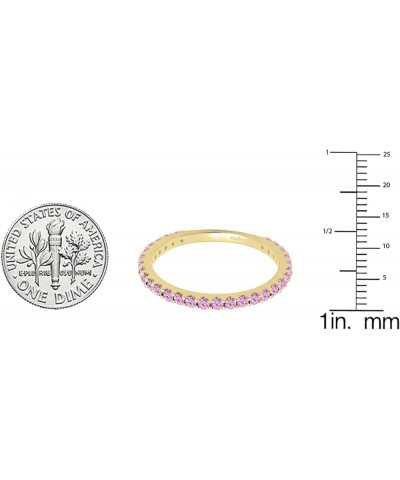 Round Lab Created Pink Sapphire Eternity Style Wedding Band for Women in 10K Gold 9.5 Yellow Gold $86.41 Rings