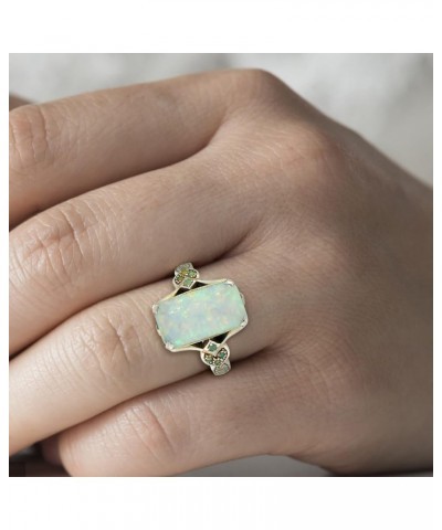 Women Square Opal Engagement Rings Bridal Wedding Band Antique Ring Vintage Exquisite Jewelry for Wife (White, 8) White 11 $4...