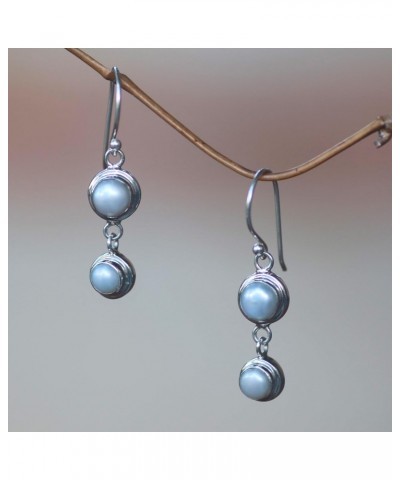 Artisan Handmade Cultured Freshwater Pearl Dangle Earrings .925 Sterling Silver White Indonesia Bridal Birthstone 'Two Full M...