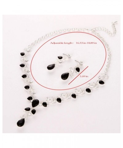 Leaf Vine Crystal Necklace Earrings Jewelry Set for Bridesmaids V-Neck Formal Evening Dress Black $10.25 Jewelry Sets