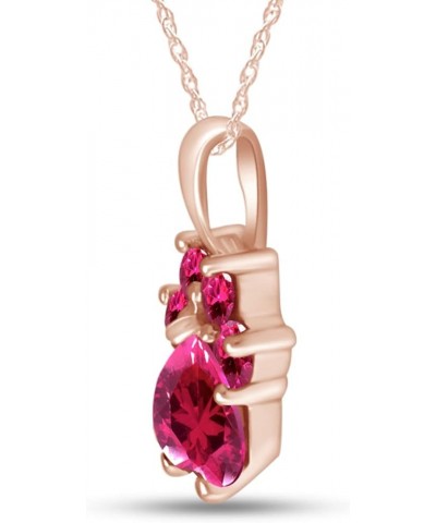 Jewel Zone US Heart &Round Cut Dog Paw Pendant in 14K Rose Gold Over Sterling Silver Simulated Ruby $24.19 Necklaces