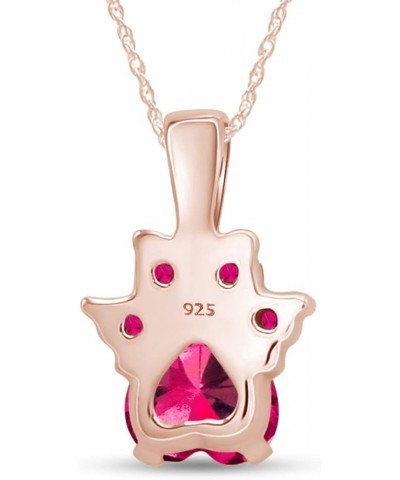 Jewel Zone US Heart &Round Cut Dog Paw Pendant in 14K Rose Gold Over Sterling Silver Simulated Ruby $24.19 Necklaces