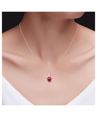 Jewel Zone US Heart &Round Cut Dog Paw Pendant in 14K Rose Gold Over Sterling Silver Simulated Ruby $24.19 Necklaces