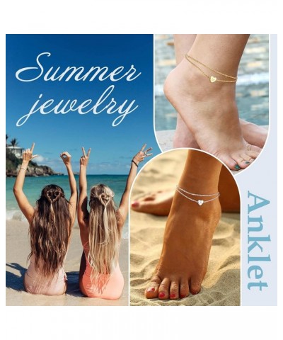 Chic Heart Anklet, Women Summer Beach Foot Chain, A to Z Initial Ankle Bracelet, Adjustable, Silver Color -Send Gift Box Y-si...