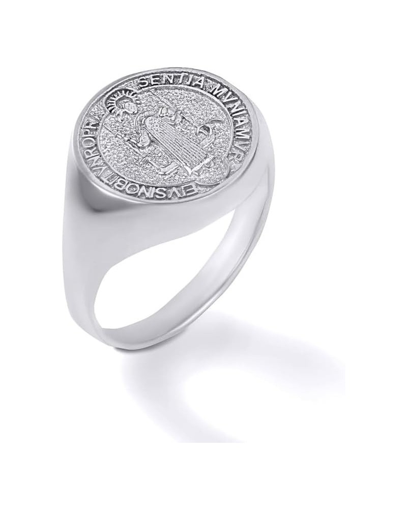 Solid 925 Sterling Silver San Benito St Benedict Exorcism Ring Catholic Roman Protection Signet Ring - Choice of Ring Size $2...