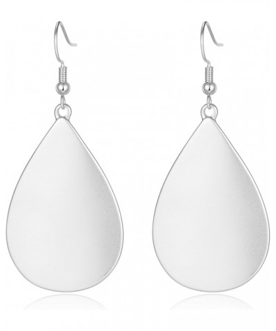 Handmade Teardrop Earrings with Brushed Finished Dangle Earrings Mated Silver $8.84 Earrings