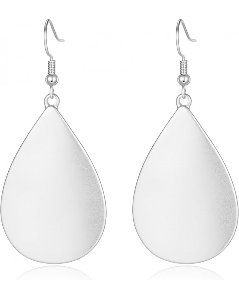 Handmade Teardrop Earrings with Brushed Finished Dangle Earrings Mated Silver $8.84 Earrings