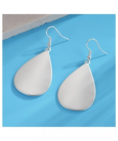 Handmade Teardrop Earrings with Brushed Finished Dangle Earrings Mated Silver $8.84 Earrings