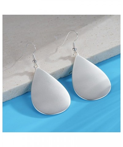 Handmade Teardrop Earrings with Brushed Finished Dangle Earrings Mated Silver $8.84 Earrings