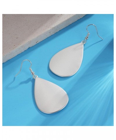 Handmade Teardrop Earrings with Brushed Finished Dangle Earrings Mated Silver $8.84 Earrings