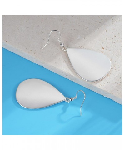 Handmade Teardrop Earrings with Brushed Finished Dangle Earrings Mated Silver $8.84 Earrings