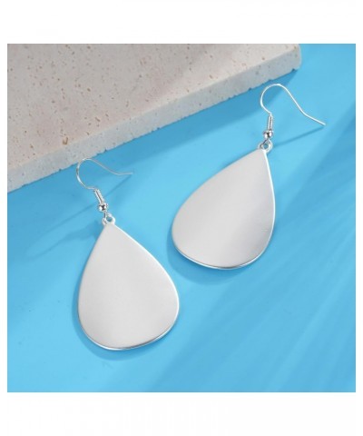 Handmade Teardrop Earrings with Brushed Finished Dangle Earrings Mated Silver $8.84 Earrings