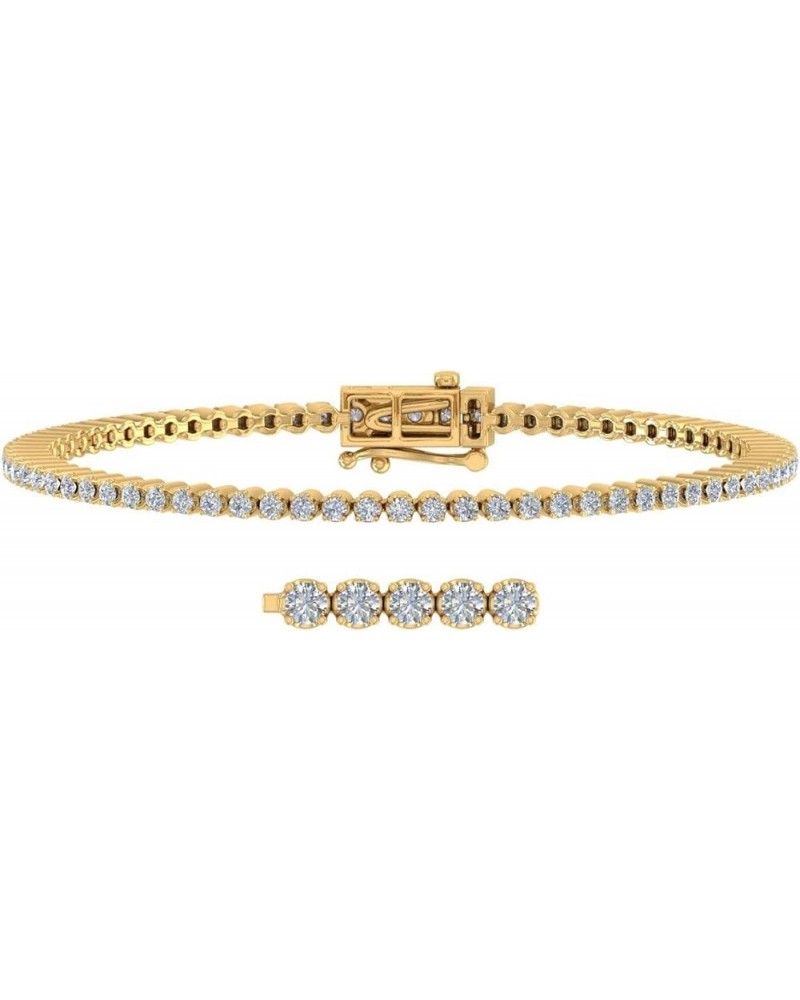 2 to 2 1/4 Carat Diamond Tennis Bracelet in 14K Gold (6.85 to 8 inch) Yellow Gold 7.5 Inches $314.65 Bracelets