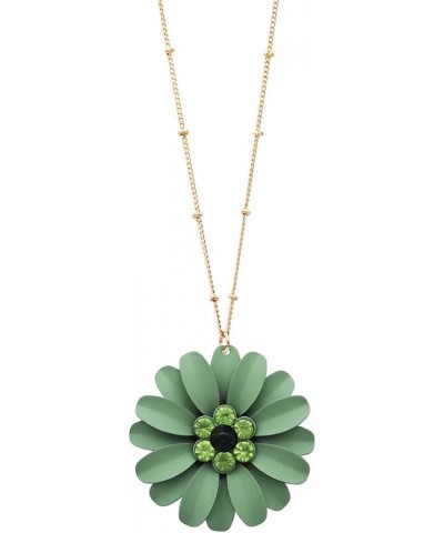 Women's Summertime Fun Daisy Flower Pendant Necklace and Earrings Set Green Necklace Only $8.80 Jewelry Sets