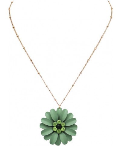 Women's Summertime Fun Daisy Flower Pendant Necklace and Earrings Set Green Necklace Only $8.80 Jewelry Sets