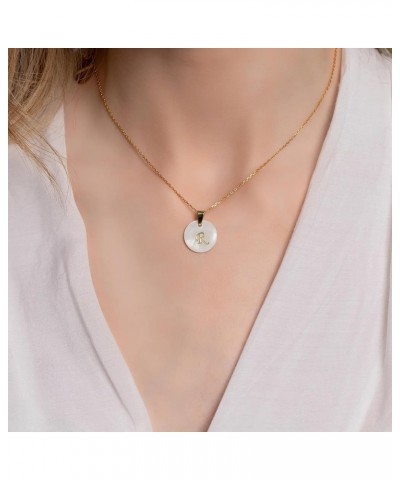 18ct Gold Vermeil Birth Flower Necklaces & Initial Necklaces - Genuine Mother of Pearl Pendant - | Dainty Gold Letter & Birth...