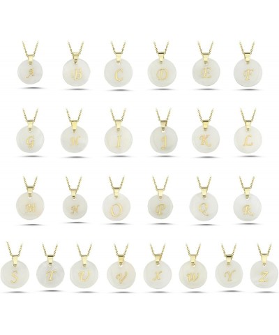 18ct Gold Vermeil Birth Flower Necklaces & Initial Necklaces - Genuine Mother of Pearl Pendant - | Dainty Gold Letter & Birth...