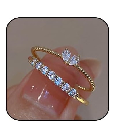 Dainty Gold Rings for Women Thin Heart Rings for Girls Adjustable Wedding Bands for Women Zirconia Stacking Ring Cute Jewelry...