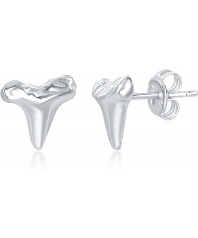 Sterling Silver High Polish Shark Tooth Stud Earrings $16.79 Earrings