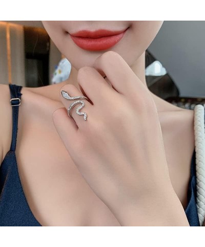 Punk Snake Rings for Women Sterling Silver Cubic Zirconia Adjustable Rings for men Vintagee Snake Statement Ring Jewelry Gift...