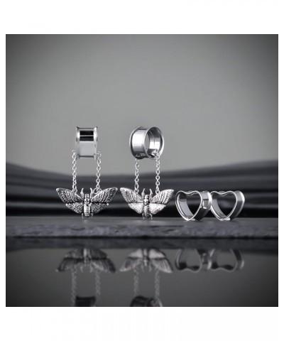 Heart Gauges For Ears, Heart Tunnels Double Flared Plugs, Cat Dangle Plugs Earrings. S8572G 1/2"(12mm) $10.61 Body Jewelry