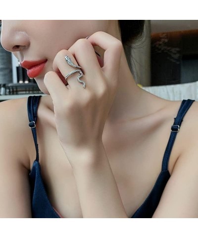 Punk Snake Rings for Women Sterling Silver Cubic Zirconia Adjustable Rings for men Vintagee Snake Statement Ring Jewelry Gift...