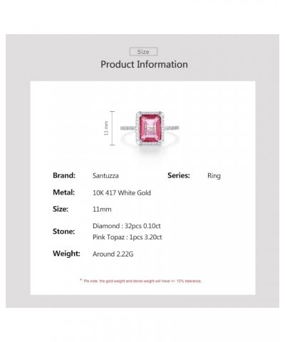 10K Solid Gold Solitaire Gemstone Genuine Diamond Ring for Women Rectangle-Pink Topaz $61.50 Rings