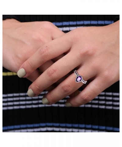 Shining Crystal Ring Kits Fashion Drop Shape Zirconia Rings Set Amethyst Teardrop Ring Engagement Wedding Ring Sets 10 Purple...