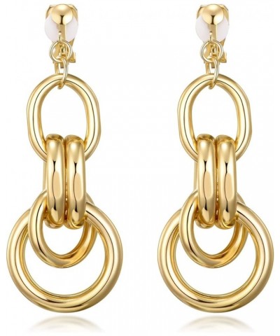 18K Gold Plated Knot Clip-On Earrings Chunky Link Large Statement Clip Earrings for Women Girls Color E $8.39 Earrings