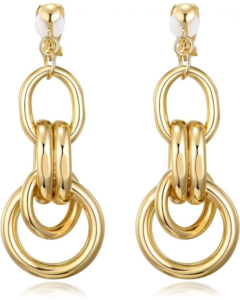 18K Gold Plated Knot Clip-On Earrings Chunky Link Large Statement Clip Earrings for Women Girls Color E $8.39 Earrings