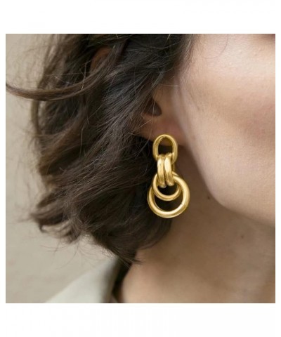 18K Gold Plated Knot Clip-On Earrings Chunky Link Large Statement Clip Earrings for Women Girls Color E $8.39 Earrings