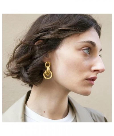 18K Gold Plated Knot Clip-On Earrings Chunky Link Large Statement Clip Earrings for Women Girls Color E $8.39 Earrings