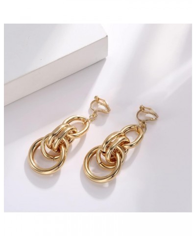 18K Gold Plated Knot Clip-On Earrings Chunky Link Large Statement Clip Earrings for Women Girls Color E $8.39 Earrings