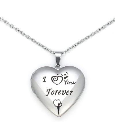 I You Forever" Love Heart Shaped Locket Necklace That Can Holds Pictures Inside Stainless Steel Locket Necklace Silver $8.24 ...