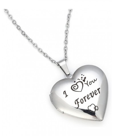 I You Forever" Love Heart Shaped Locket Necklace That Can Holds Pictures Inside Stainless Steel Locket Necklace Silver $8.24 ...